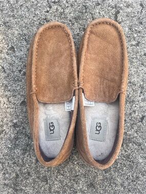 UGG Men's Ascot Suede Slipper Loafers Chestnut Brown Size 7